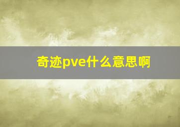 奇迹pve什么意思啊