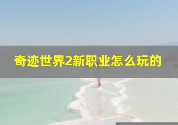 奇迹世界2新职业怎么玩的