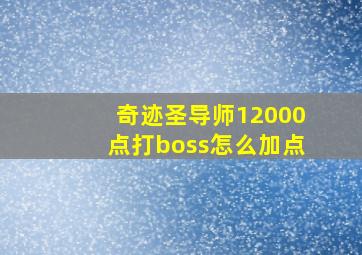 奇迹圣导师12000点打boss怎么加点