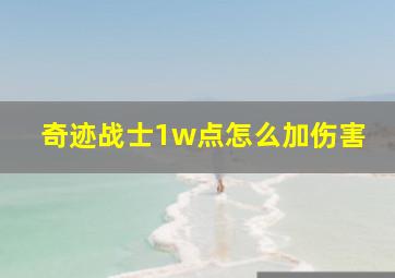 奇迹战士1w点怎么加伤害