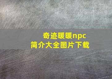 奇迹暖暖npc简介大全图片下载