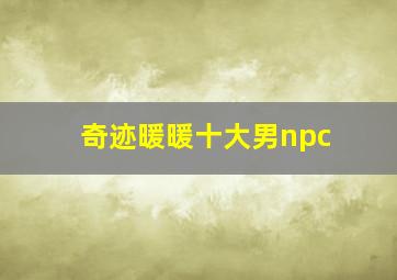 奇迹暖暖十大男npc