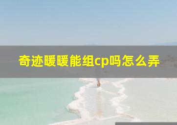 奇迹暖暖能组cp吗怎么弄