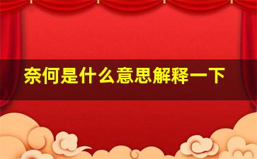 奈何是什么意思解释一下