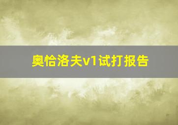 奥恰洛夫v1试打报告