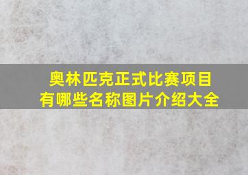 奥林匹克正式比赛项目有哪些名称图片介绍大全