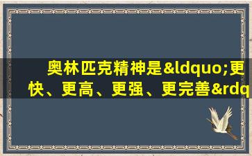 奥林匹克精神是“更快、更高、更强、更完善”