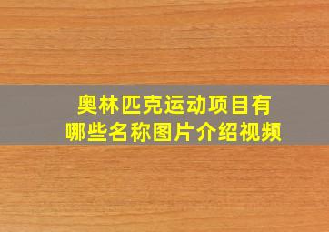 奥林匹克运动项目有哪些名称图片介绍视频