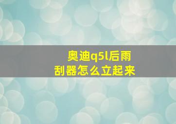 奥迪q5l后雨刮器怎么立起来