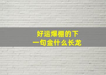 好运爆棚的下一句金什么长龙