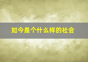 如今是个什么样的社会