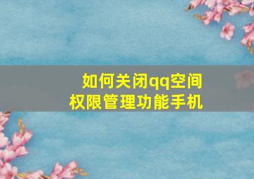 如何关闭qq空间权限管理功能手机