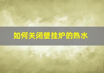 如何关闭壁挂炉的热水