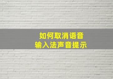 如何取消语音输入法声音提示