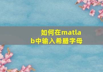 如何在matlab中输入希腊字母