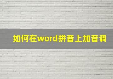 如何在word拼音上加音调