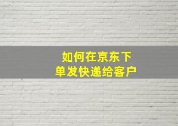 如何在京东下单发快递给客户