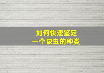 如何快速鉴定一个昆虫的种类