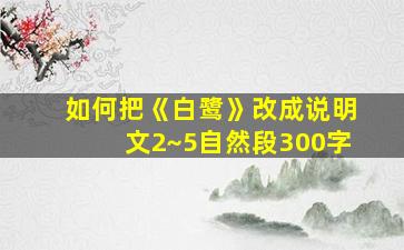 如何把《白鹭》改成说明文2~5自然段300字