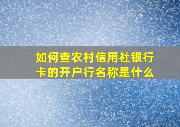 如何查农村信用社银行卡的开户行名称是什么