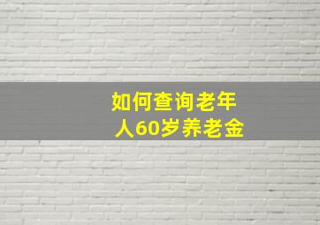 如何查询老年人60岁养老金