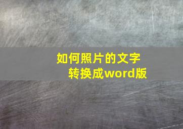 如何照片的文字转换成word版