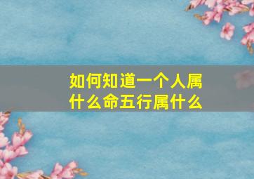 如何知道一个人属什么命五行属什么