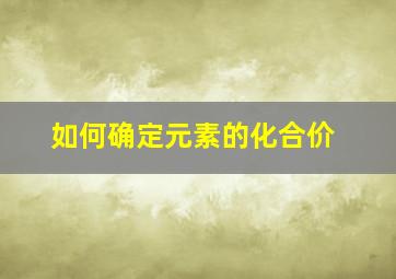 如何确定元素的化合价