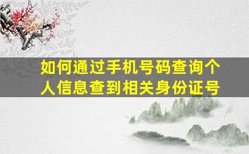 如何通过手机号码查询个人信息查到相关身份证号