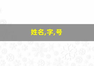 姓名,字,号