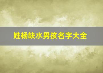 姓杨缺水男孩名字大全