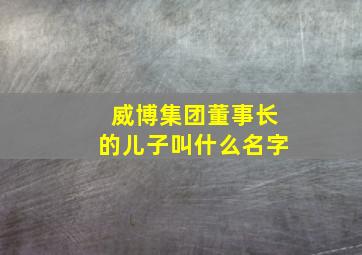 威博集团董事长的儿子叫什么名字