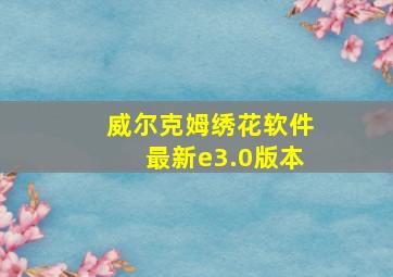 威尔克姆绣花软件最新e3.0版本