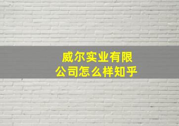 威尔实业有限公司怎么样知乎