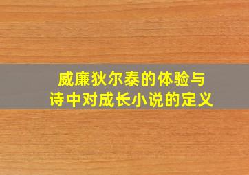 威廉狄尔泰的体验与诗中对成长小说的定义