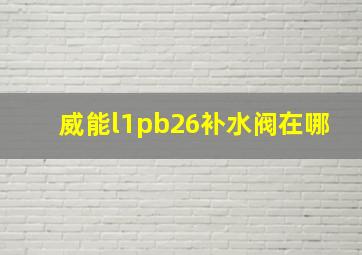 威能l1pb26补水阀在哪