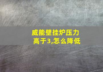 威能壁挂炉压力高于3,怎么降低