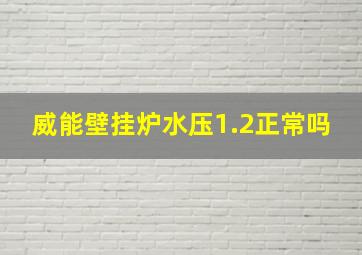 威能壁挂炉水压1.2正常吗