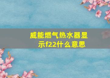 威能燃气热水器显示f22什么意思