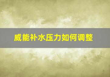 威能补水压力如何调整