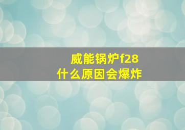 威能锅炉f28什么原因会爆炸