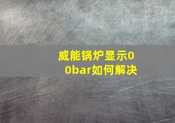 威能锅炉显示00bar如何解决