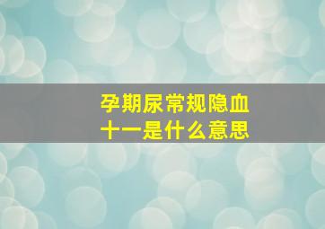 孕期尿常规隐血十一是什么意思