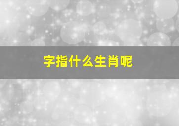 字指什么生肖呢