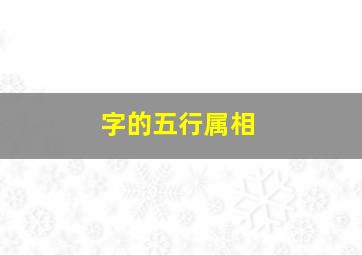 字的五行属相