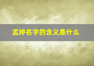 孟婷名字的含义是什么