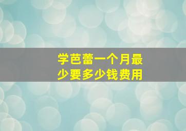 学芭蕾一个月最少要多少钱费用