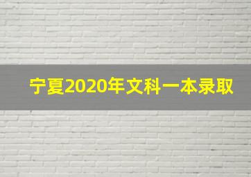 宁夏2020年文科一本录取