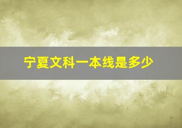 宁夏文科一本线是多少