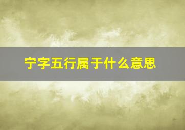 宁字五行属于什么意思